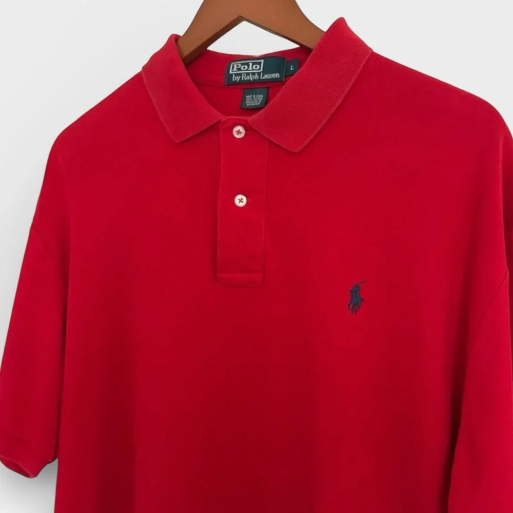 POLO RALPH LAUREN Classic Fit Polo Shirt | Red Cotton Knit‎ | Size Large
